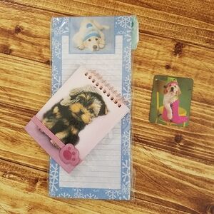 Rachael Hale Dog Puppy Magnetic Notepad Set Pink/Blue Golden Retriever Magnet